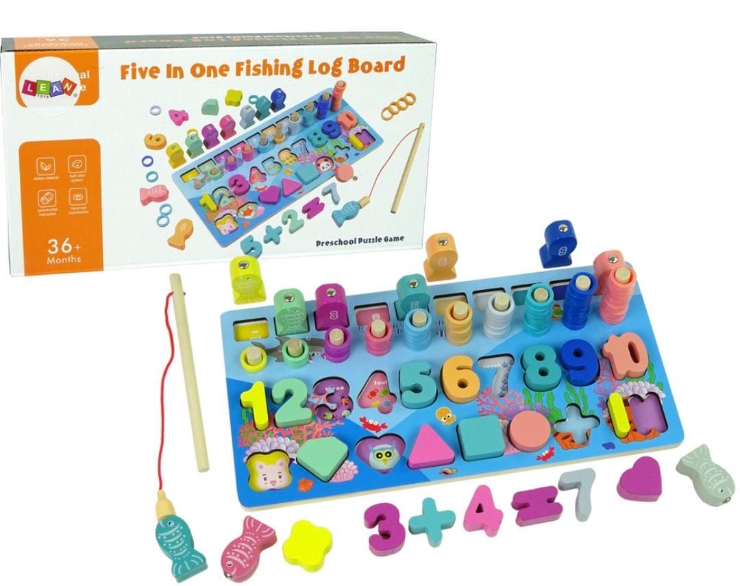 Wooden Education Board 5 in 1 Fishing Log